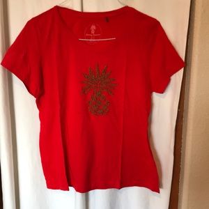Tommy Bahama orange with pineapple design T-shirt